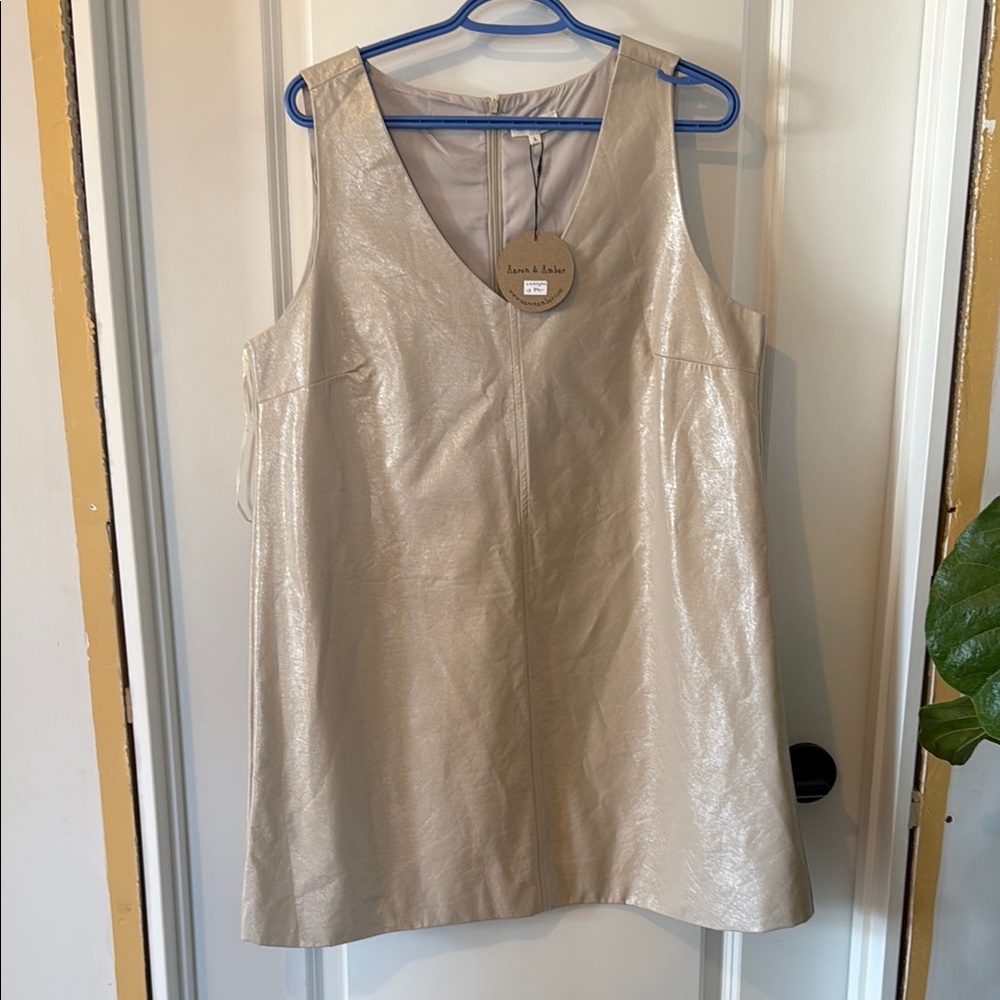 Aaron & Amber cream Pleather Mini Dress